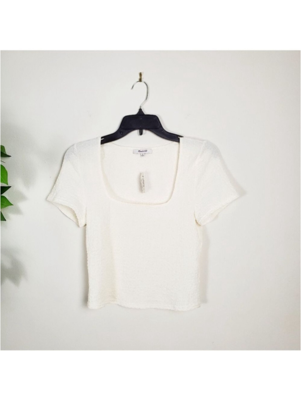 Madewell Popcorn Top Short Sleeve Square Neck Blouse Medium